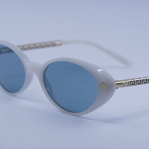 Versace VE4469 547172  Sunglasses White/Gold Oval Frame, Blue Lenses - Picture 4 of 11